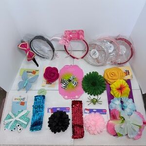 Girl Hair Accessories Large Bundle #3| Headbands Bows Flowers Sequins Butterfly